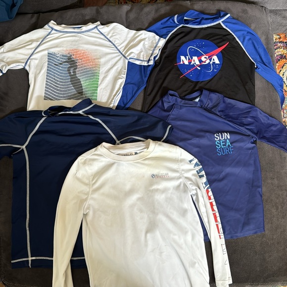 4 swim shirts and 4 swim trunks lot, 8 items total. All youth S/M size 6 and 7. - Picture 3 of 8